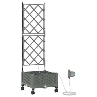 vidaXL Maceta De Jard&iacute;n Con Riego Y Ruedas Gris Claro 40 X 40 X 132 Cm Vidaxl