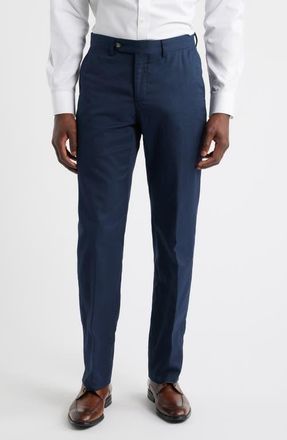 Berle Trim Fit Flat Front Lyocell & Cotton Twill Chinos in Navy at Nordstrom, Size 34