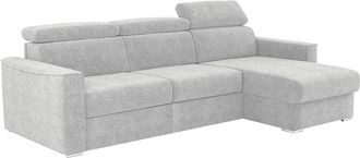 Vente-Unique Divano Angolare Reversibile Convertibile Rapido In Tessuto Ciniglia Grigio Chiaro - Rete A Doghe Larghe 140 Cm - Materasso 14 Cm Vizir