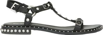 Ash Black Leather Sandals with Silver Stud Details