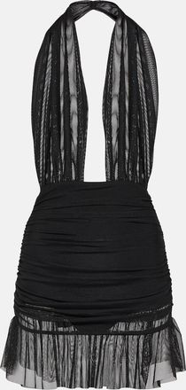 Norma Kamali Ruffled halterneck chiffon minidress