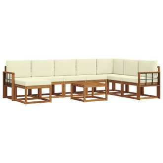 vidaXL Conjunto De Sof&aacute;s De Exterior Con Coj&iacute;n 9 Pcs Natural Y Crema Vidaxl