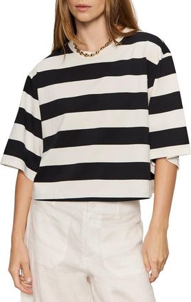 Sanctuary Belle Stripe Organic Cotton Top in Ivory/Black at Nordstrom, Size X-Large