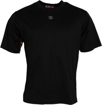 Dolce & Gabbana Mens Short Sleeve Crew Neck Tshirt - Black Cotton - Size EU 44 (Mens)