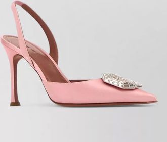 Amina Muaddi satin camelia pumps embellished detail pointed toe