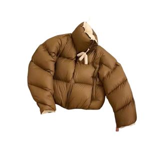 Generic Womens Outdoor Warm Down Jacket, Stand Collar Short Thickened Loose Down Outerwear