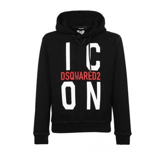 Dsquared2 Hoodies, male, Black, Size: 2XL Hooded Sweatshirt with Padded Interior