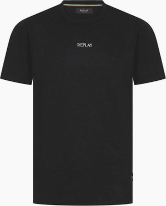 Replay Mens Basic Logo Black T-Shirt - Size: 40