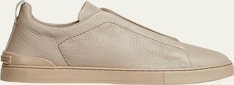 Ermenegildo Zegna Mens Triple Stitch Deerskin Leather Sneakers