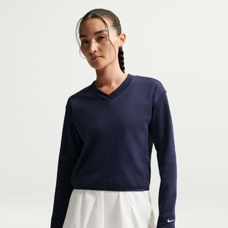 Nike Womens V-Neck Long-Sleeve Golf Top in Blue | IH1945-410