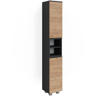 Vicco Armario De Ba&ntilde;o J-shape, Gris, 30 X 190 Cm, Vicco