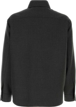 Valentino Garavani Mens Graphite Gabardine Overshirt Charcoalgrey Giubbini Jacket