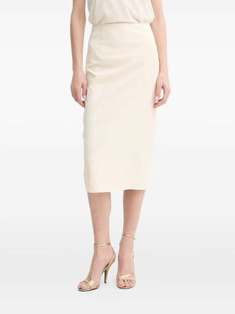 Guess Co ruched-back midi pencil skirt - women - Fabric - S - Neutrals