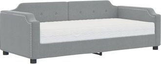 vidaXL Sof&aacute; Cama Con Colch&oacute;n Tela Gris Claro 90x200 Cm Vidaxl