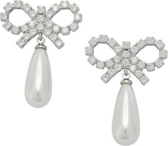 Self Portrait Selbstportr&auml;t-Perlenohrringe mit Kristallschleife