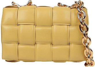Bottega Veneta Yellow Lambskin Padded Cassette Chain Crossbody