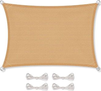 OEM Toldo De Sol Para Jard&iacute;n Y Balc&oacute;n Incl. Cuerdas De Sujeci&oacute;n Hdpe Rect&aacute;ngulo 2 X 5 M Beis Arena Protecci&oacute;n Solar Transpirable