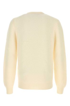 Dolce & Gabbana Mens Ivory Wool Sweater Biancobrillante Exterior: Virgin Maglieria