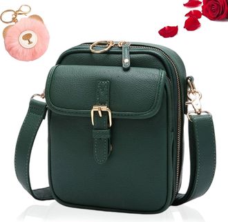 Generic Crossbody Bag, Small Messenger Crossbody Bags Vintage Built in Wallet Shoulder Purse with Card Slots (Green)