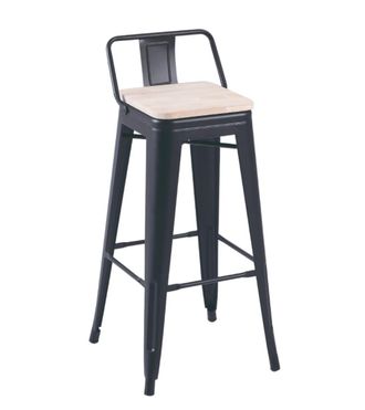 Home Heavenly Pack 4 taburetes altos met&aacute;licos color negro y roble