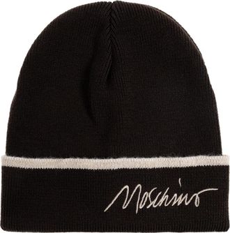 Moschino Wollen muts met logo - unisex - Hoeden - Bruin - ONE Size - Wol - Accessoires