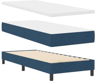vidaXL Cama Box Spring Con Colch&oacute;n Con Colch&oacute;n Azul 80 X 200 Cm Tela Vidaxl