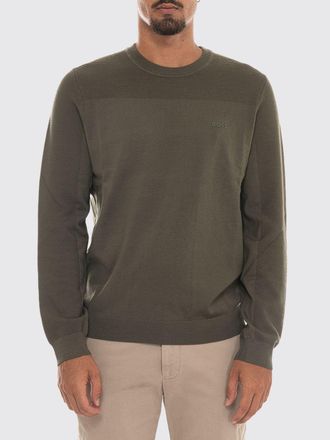 HUGO BOSS Maglia girocollo in misto lana con logo tono su tono e bordi a costine