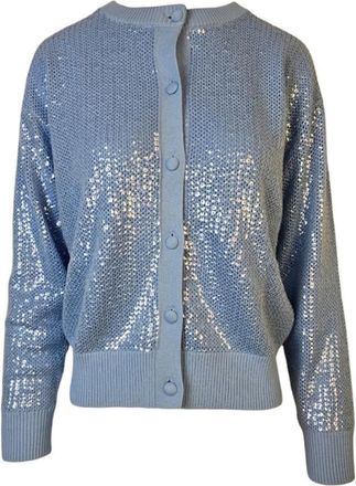 P.A.R.O.S.H. Sequined Cardigan - Dames - Vesten - Blauw - S - Katoen - Truien & Vesten
