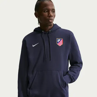 Nike Atl&eacute;tico Madrid Club Nike Mens Soccer French Terry Pullover Hoodie in Blue | II3424-451