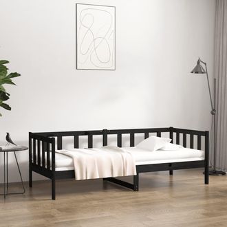 vidaXL Sof&aacute; Cama Sin Colch&oacute;n Madera Maciza De Pino Negro 90x190 Cm Vidaxl