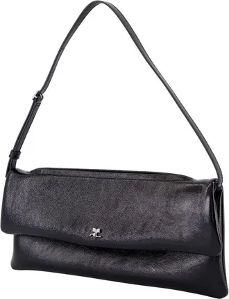 Courr&egrave;ges Womens Leather Cuff Clutch Black