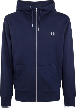 Fred Perry Hooded Zip Through Sweatshirt - Heren - Vesten met rits - Blauw - S - Hoodies & sweatvesten