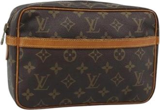 Louis Vuitton Pre-owned Monogram Clutch Bag - Dames - Vintage Tassen - Bruin - ONE Size - Leer - Vintage