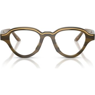 Emporio Armani 47mm Irregular Optical Glasses in Shiny Brown Striped Beige at Nordstrom