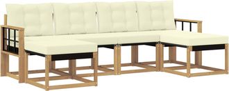 vidaXL Conjunto De Sof&aacute;s De Exterior 6 Uds. Blanco Y Crema Vidaxl