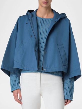 Akris Cotton Gaberdine Carcoat In Medium Blue