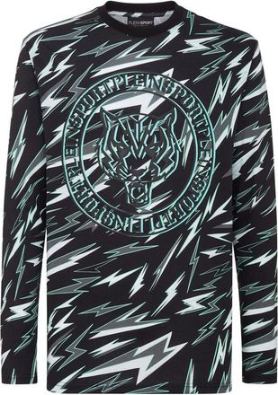 Plein Sport T-shirt Round Neck LS Tiger - Heren - Sportshirts - Veelkleurig - 2XL - Katoen - Fitness