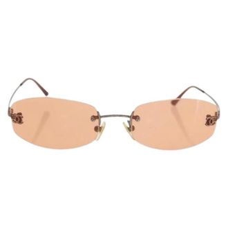 Chanel Pre-owned Accessories, female, Orange, Size: ONE SIZE Pre-owned Metal Sunglasses