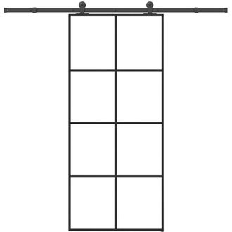 vidaXL Vidaxl - Puerta Corredera Con Set Herrajes Vidrio Esg Aluminio 90x205 Cm