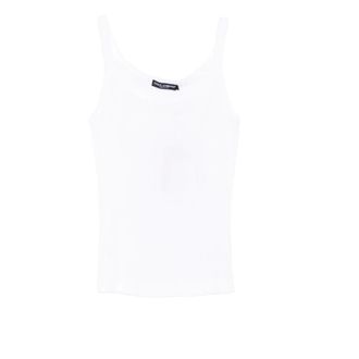 Dolce & Gabbana Sleeveless Tops, female, White, Size: S Logo Sleeveless Top