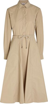 Moncler Drawstring Poplin Midi Shirt Dress - Beige - 42 (UK10 / S)