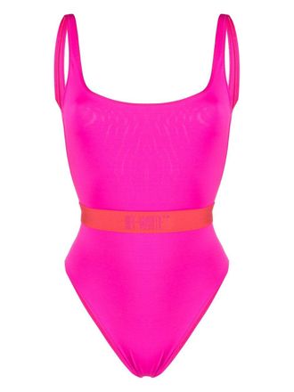 Off-white logo-strap swimsuit - Pink