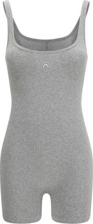 Marine Serre Moon Logo Ribbed Jersey Short Catsuit - Dames - Jumpsuits & Playsuits - Grijs - Maat: M Jersey