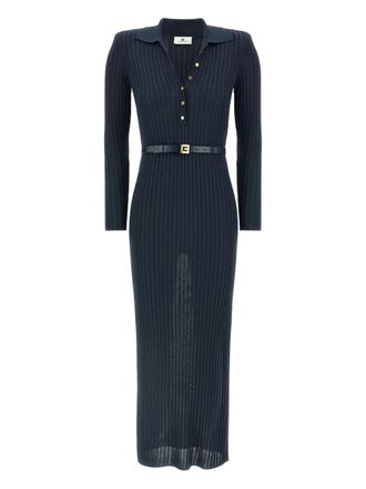 Elisabetta Franchi Geribbelde maxi-jurk - Blauw