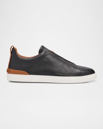 Ermenegildo Zegna Men & apos;s Triple Stitch Deerskin Leather Sneakers