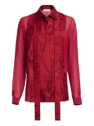 Elie Saab long-sleeve jacquard shirt - Rosso