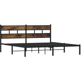 vidaXL Vidaxl - Estructura De Cama Sin Colch&oacute;n Metal Roble Ahumado 200x200 Cm