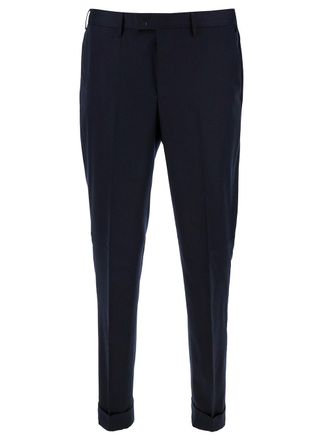 Pantaloni Torino Blue Straight Pants With Front Closure In Wool Man