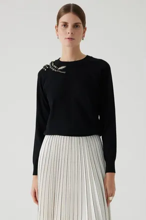 Exquise Afsaneh Hand Embroidered Blouse in Black at Nordstrom, Size Medium