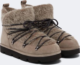 Brunello Cucinelli Monili shearling and suede snow boots
